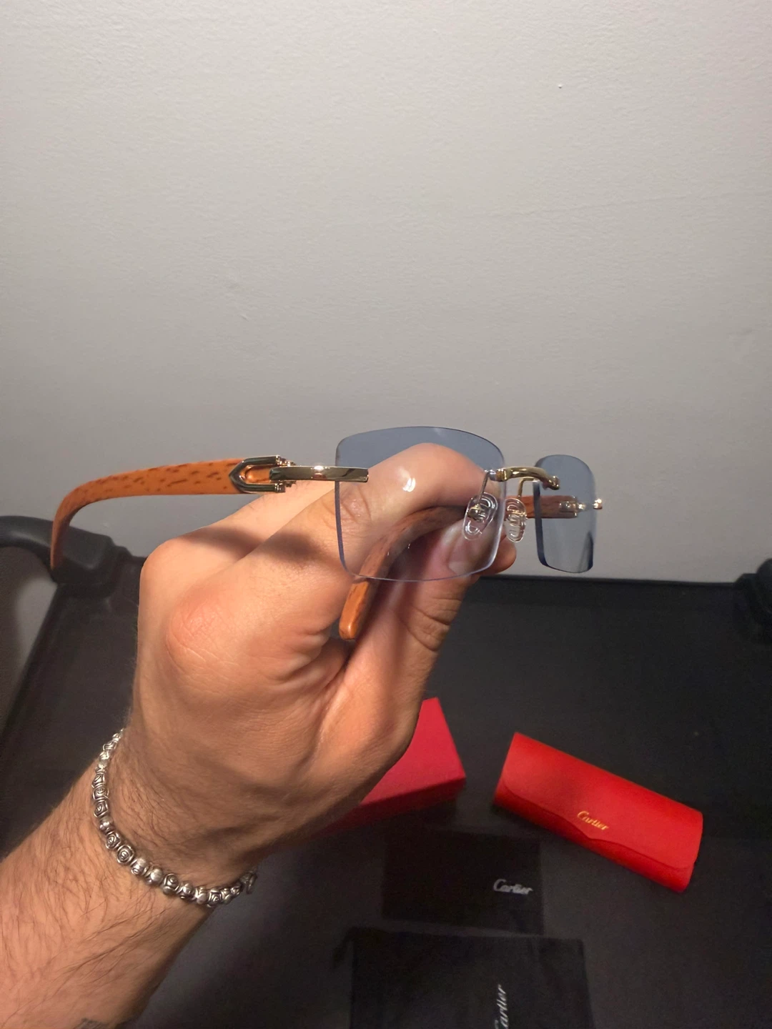 Cartier Rimless Glasses with Wood Accents - photo 3
