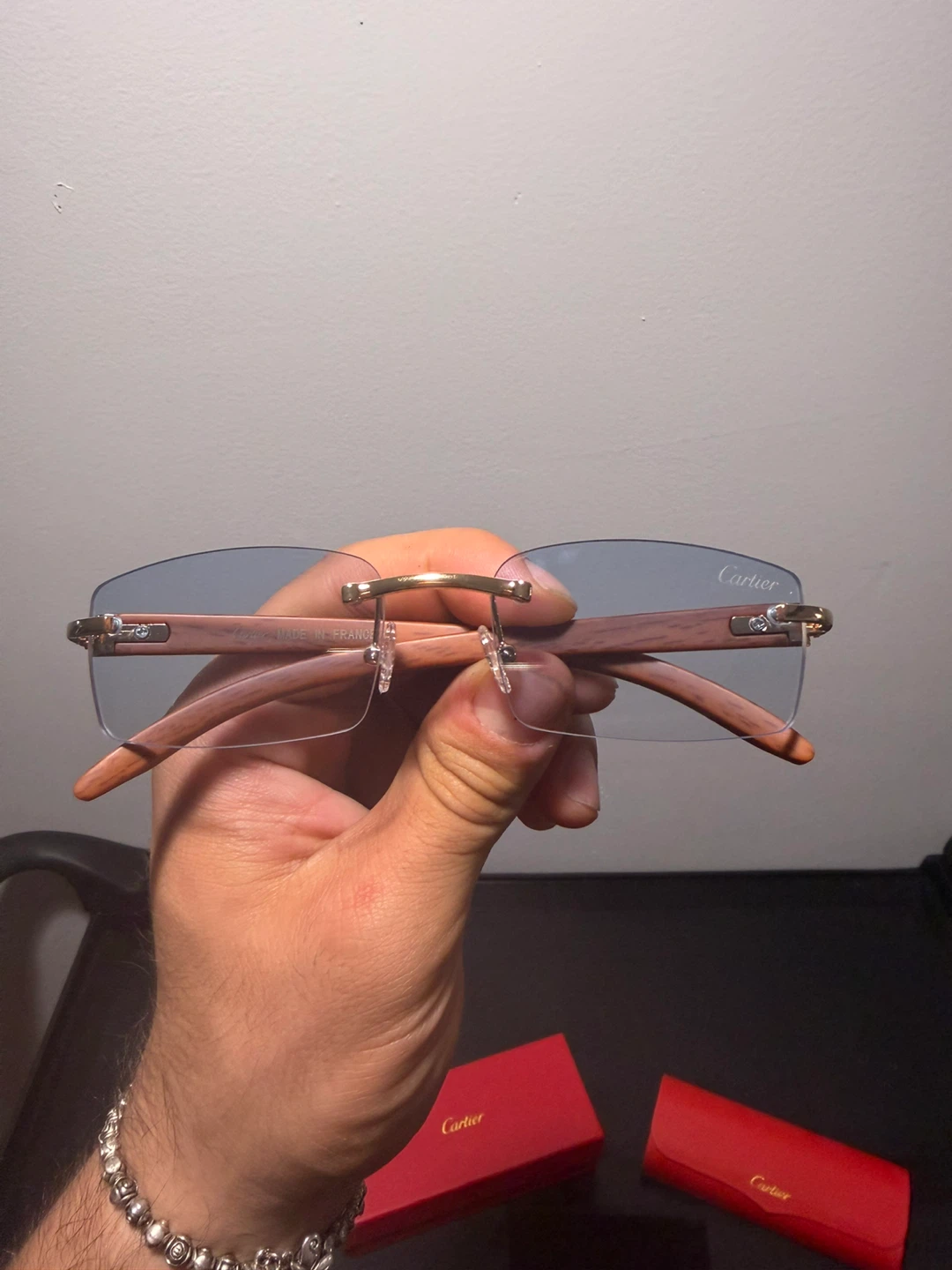 Cartier Rimless Glasses with Wood Accents - photo 2