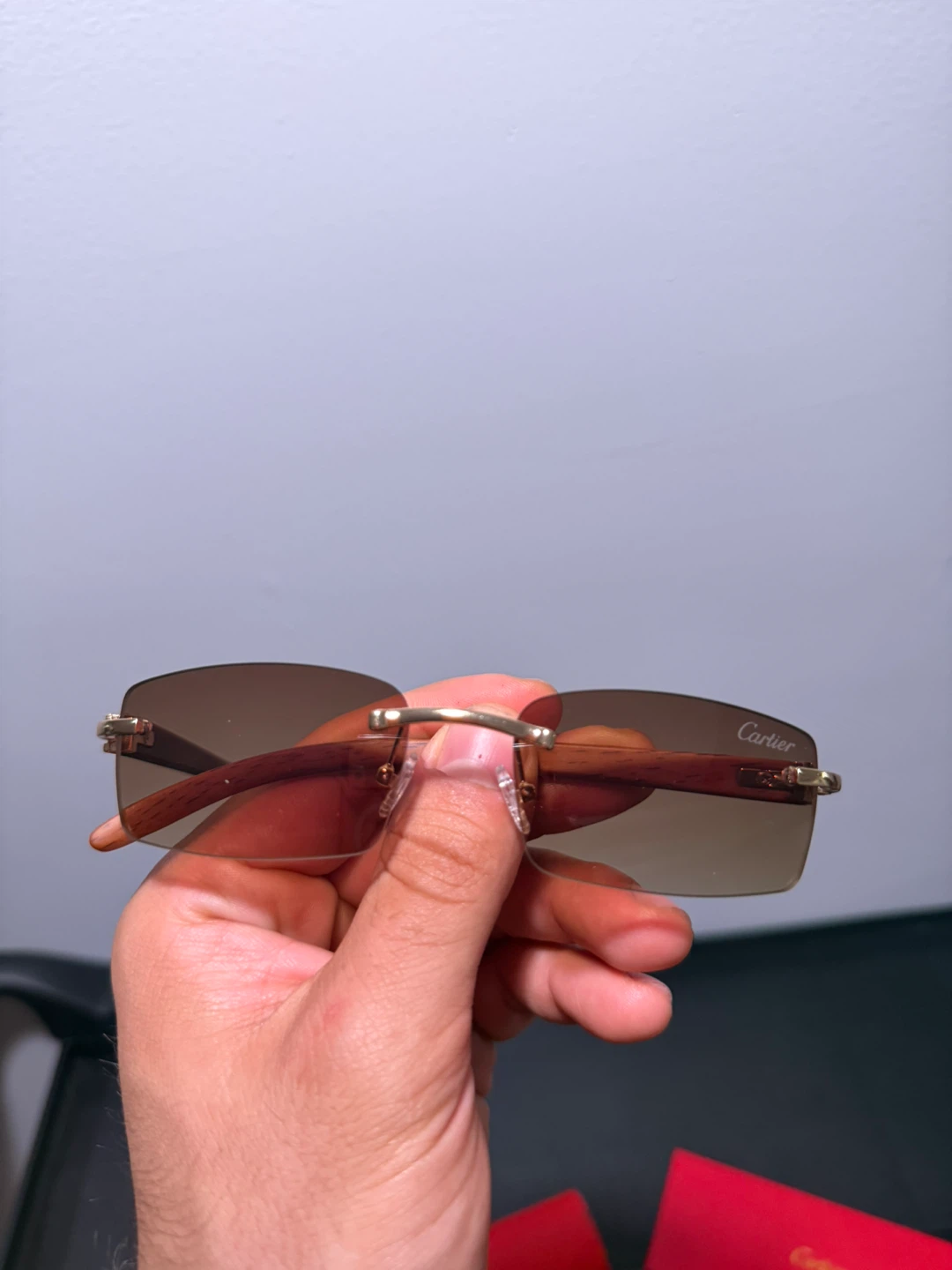 Cartier Sunglasses Rimless Brown Lenses with Case and Box - photo 3
