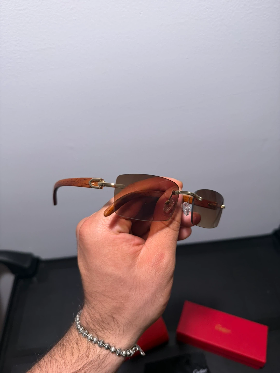 Cartier Sunglasses Rimless Brown Lenses with Case and Box - photo 2