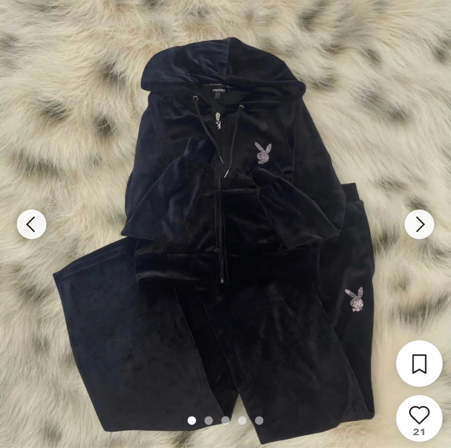 Vintage Playboy Velour Tracksuit Set - Black