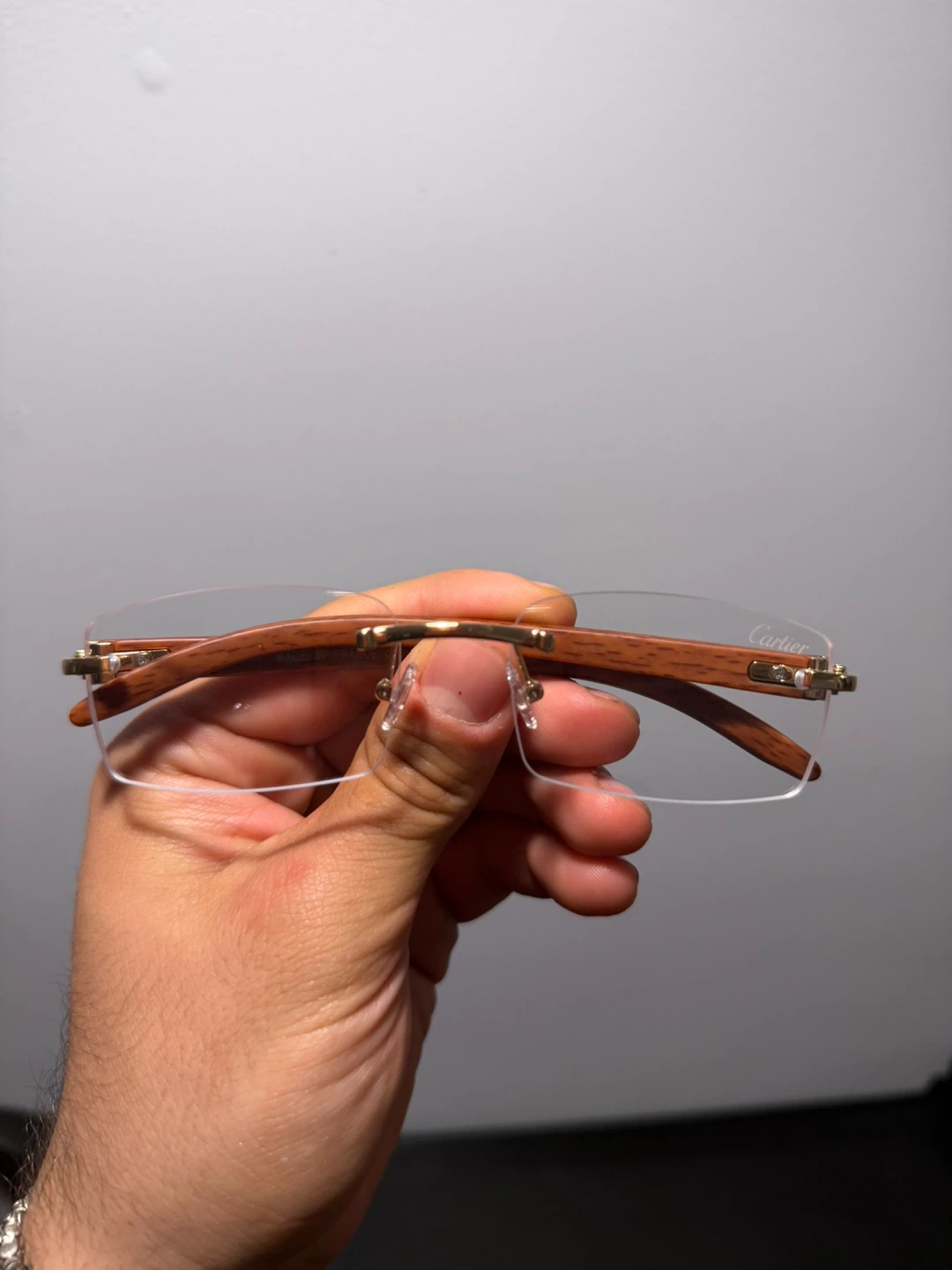 Cartier Rimless Wood Frame Glasses - photo 2