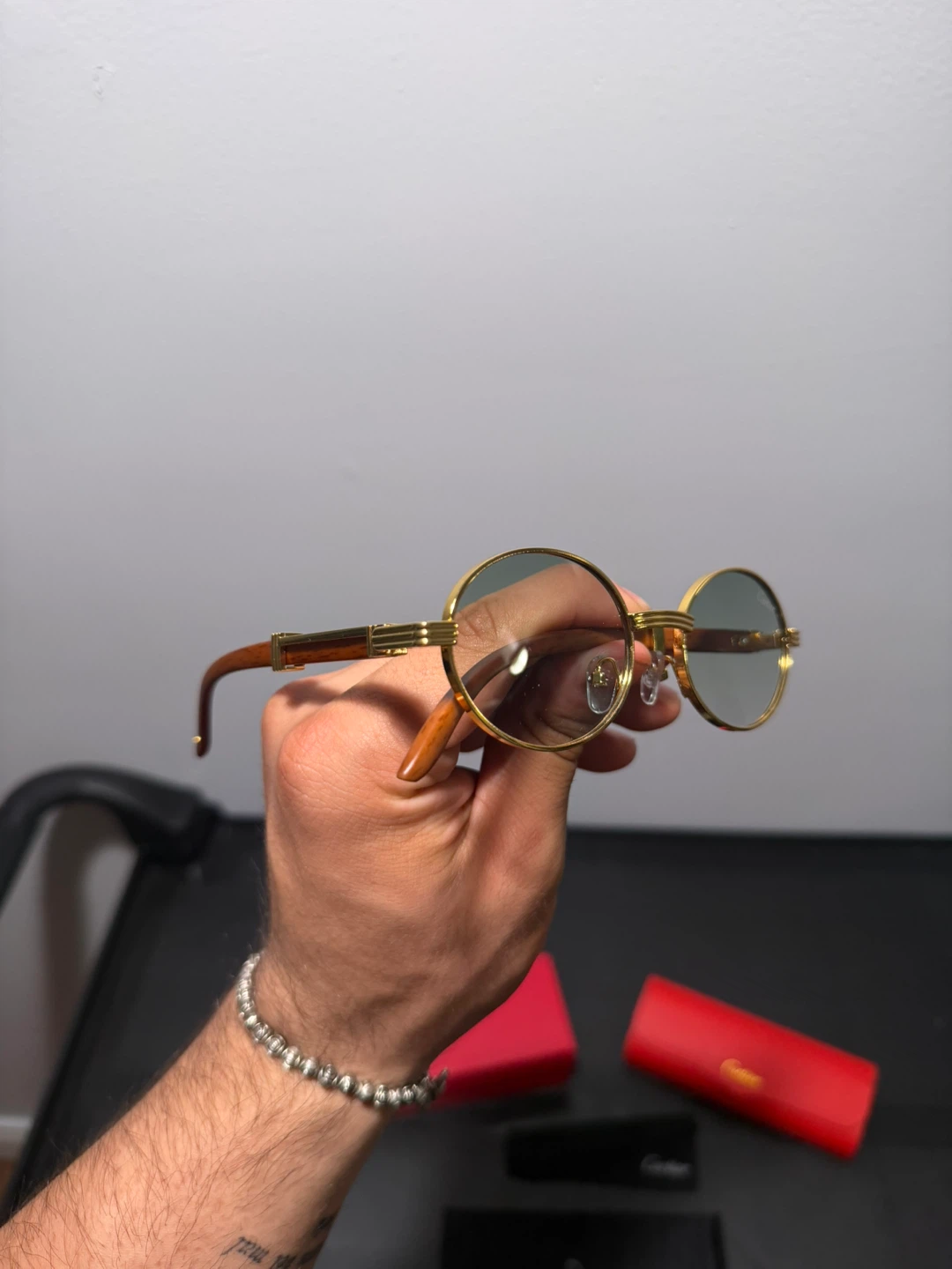 Cartier Oval Glasses - Gold & Wood - photo 3