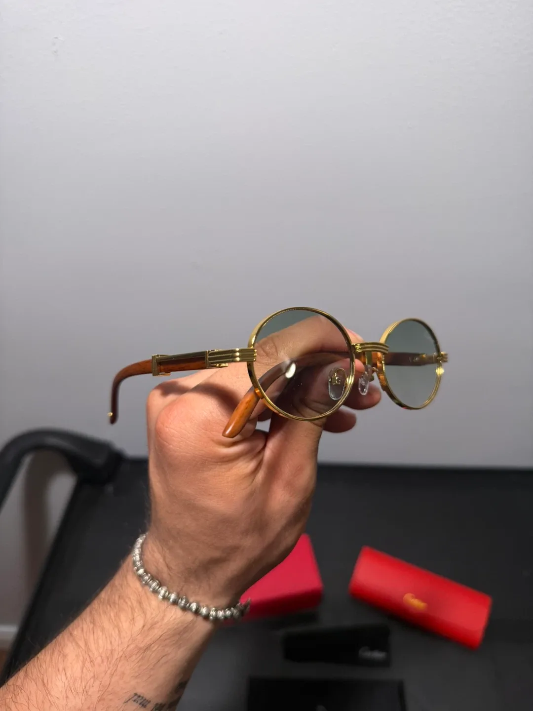 Cartier Oval Glasses - Gold & Wood - photo 3