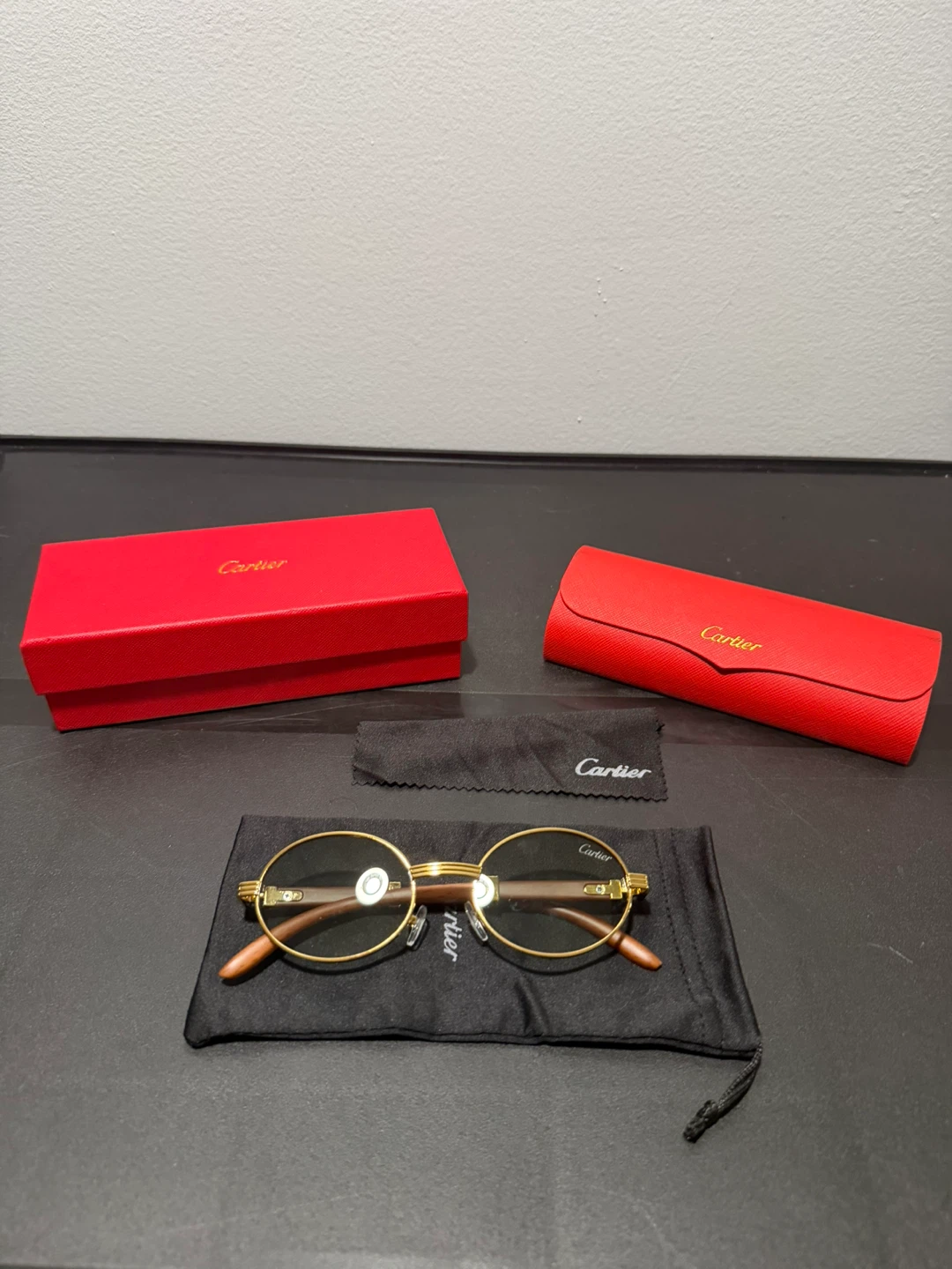 Cartier Oval Glasses - Gold & Wood