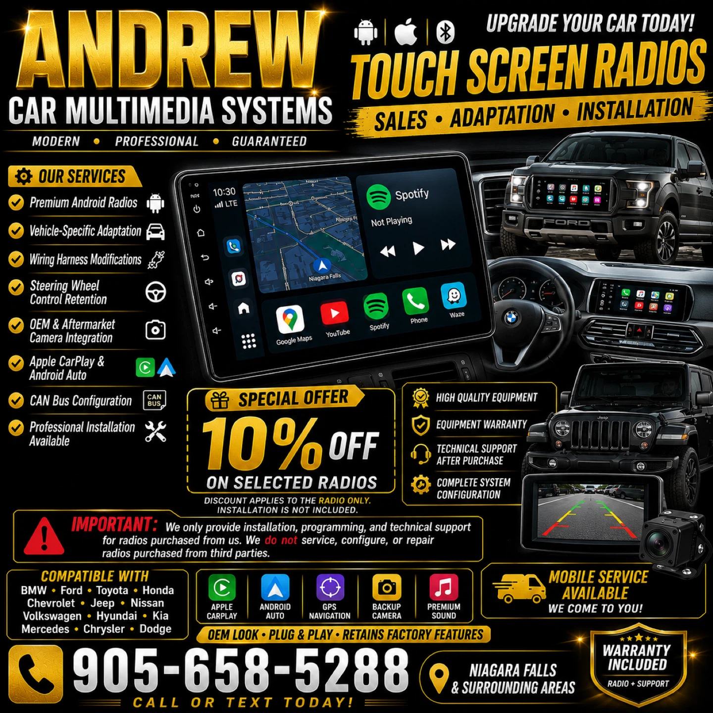 Andrew Car Multimedia Systems Touch Screen Radios