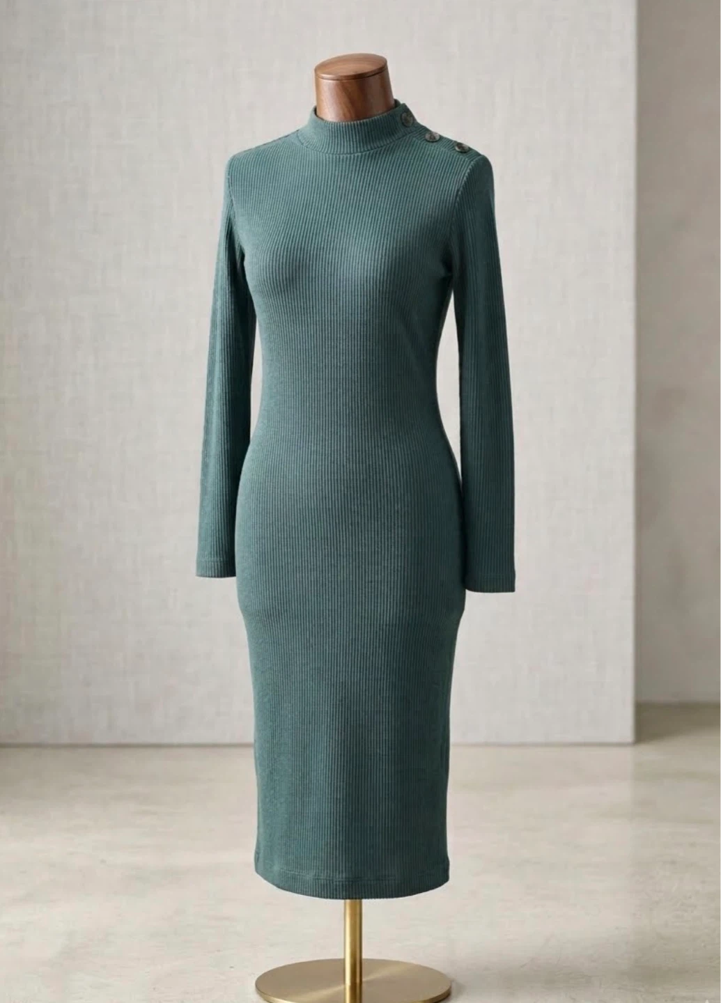 Terranova Ribbed Mock Neck Long Sleeve Dress - Size M