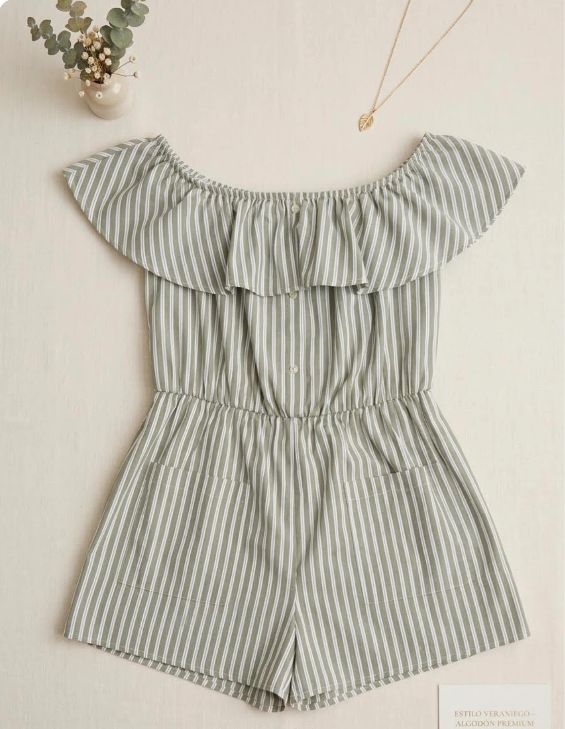 Peach Love California Off-the-Shoulder Striped Romper