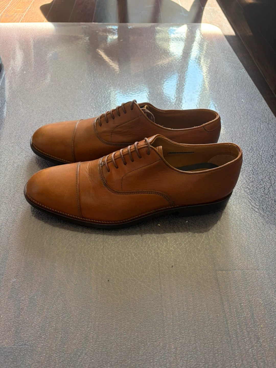 Vince Camuto Men's Tan Leather Cap-Toe Oxfords - photo 3