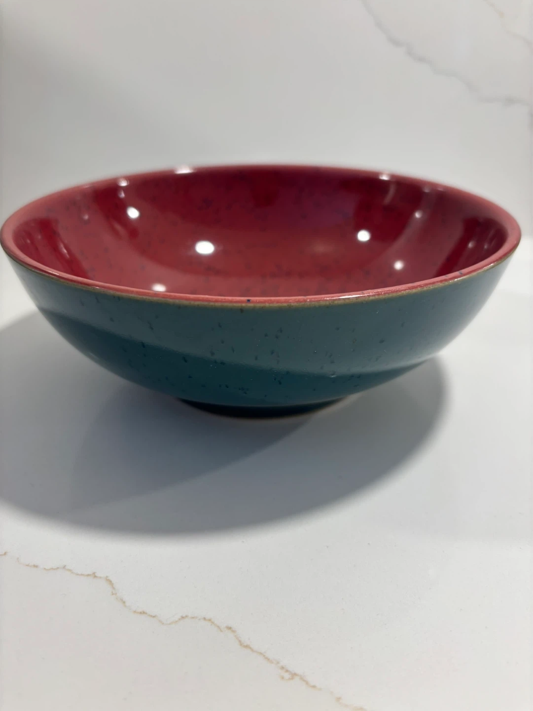 Denby HARLEQUIN Bowl Red Green Rustic Stoneware England - photo 2