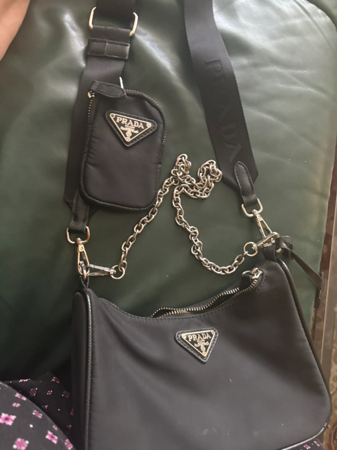 Prada Nylon Shoulder Bag with Pouch