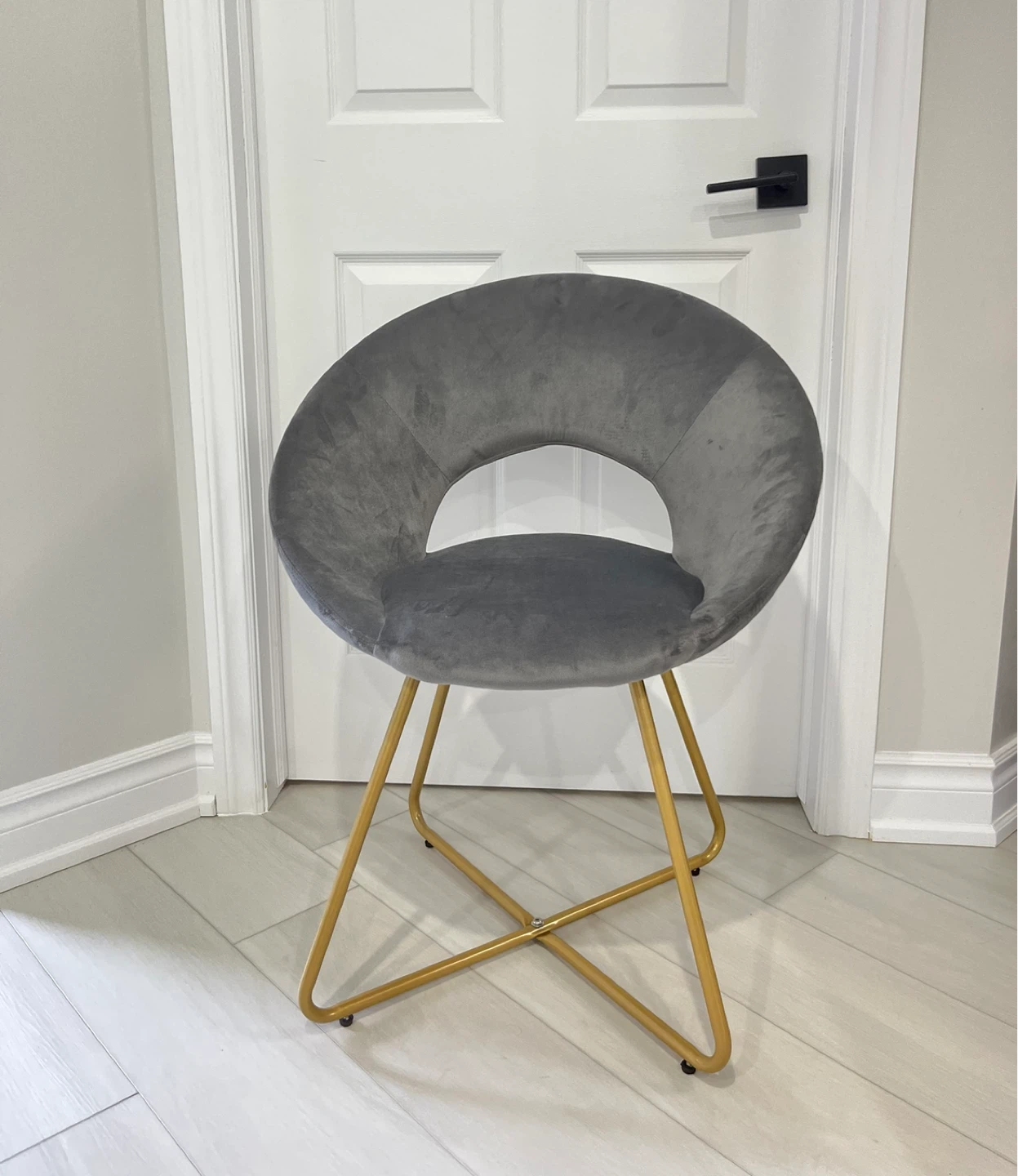 New Grey Velvet Accent Chair