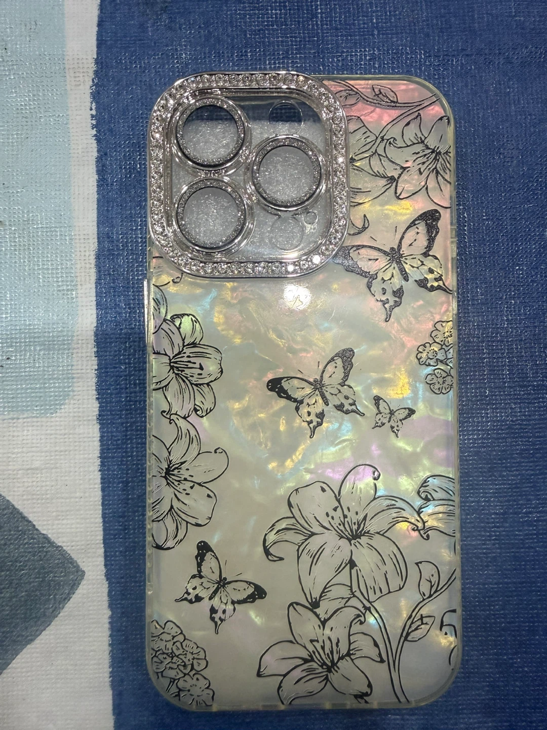 iPhone 14 Pro Case with Rhinestone Camera Trim
