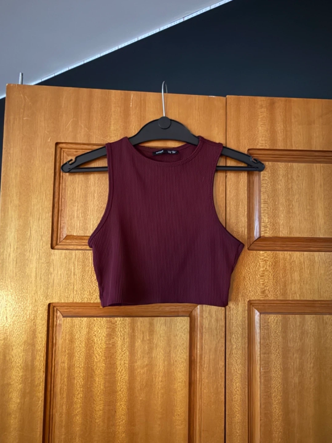 Maroon Ribbed Crop Top