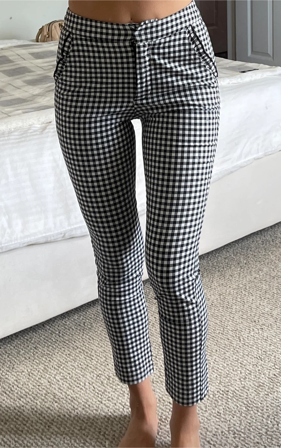Black and White Gingham Cropped Pants