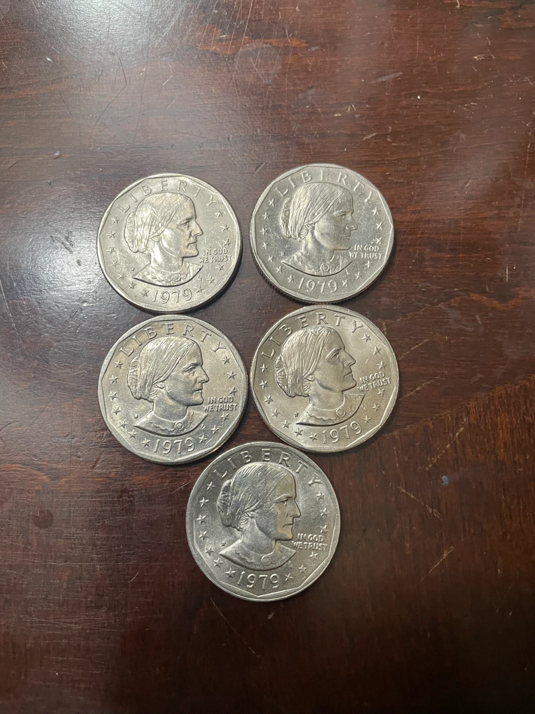 1979 Susan B. Anthony Dollar Coins - 5 Pieces