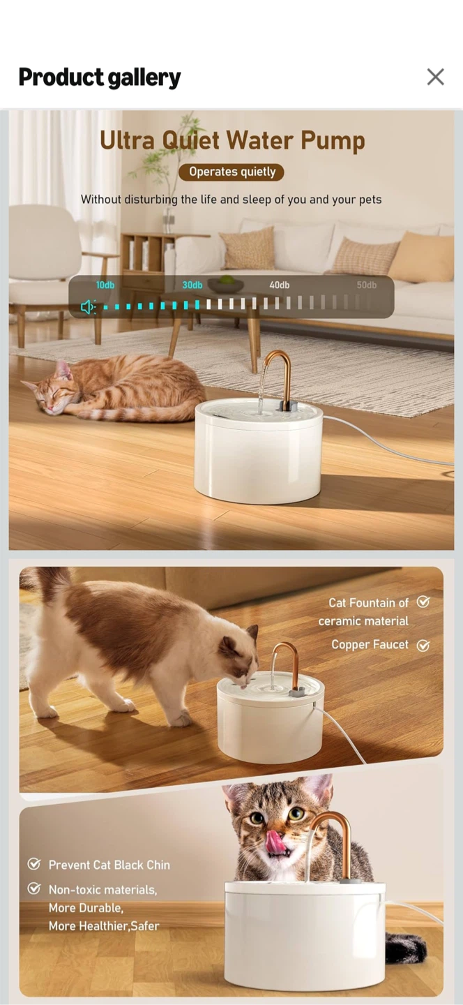 White Ceramic Cat Fountain with Copper Faucet - photo 3