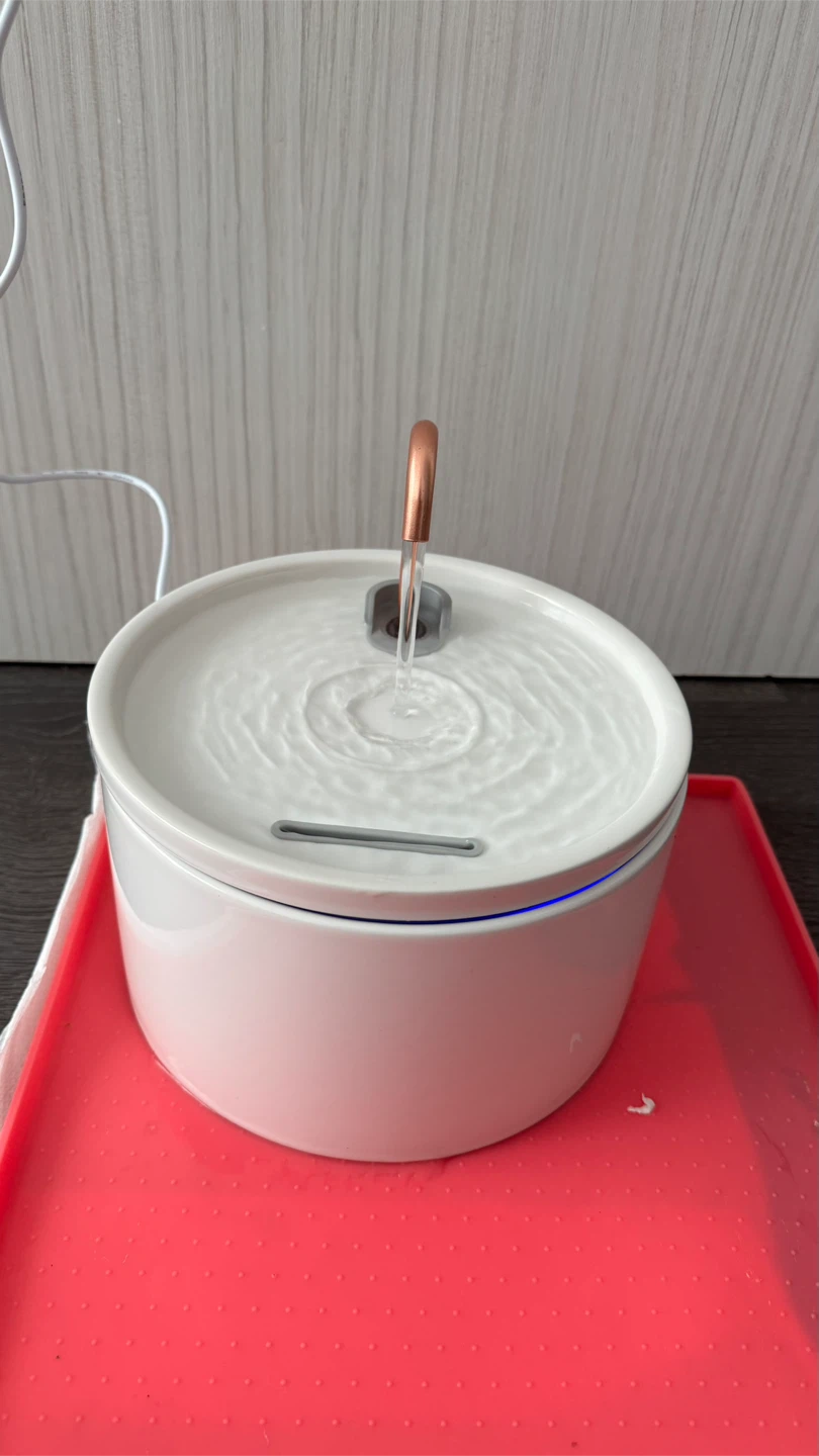 White Ceramic Cat Fountain with Copper Faucet - photo 5