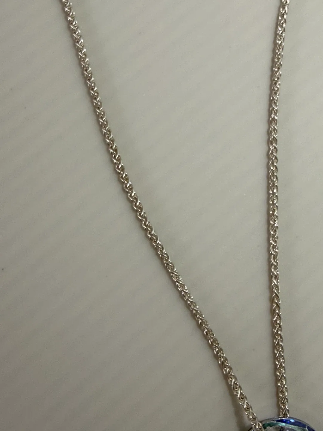 Silver  Necklace with Blue Crystal Pendant - photo 2