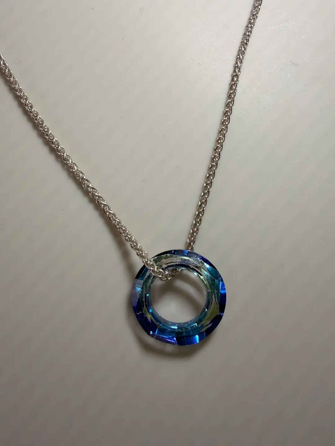 Silver  Necklace with Blue Crystal Pendant - photo 5