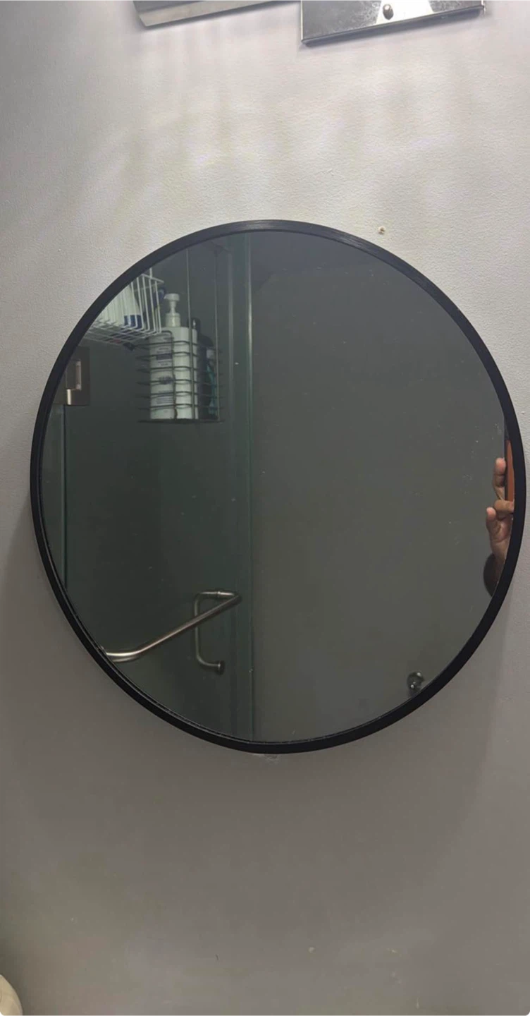 Round Black Framed Mirror