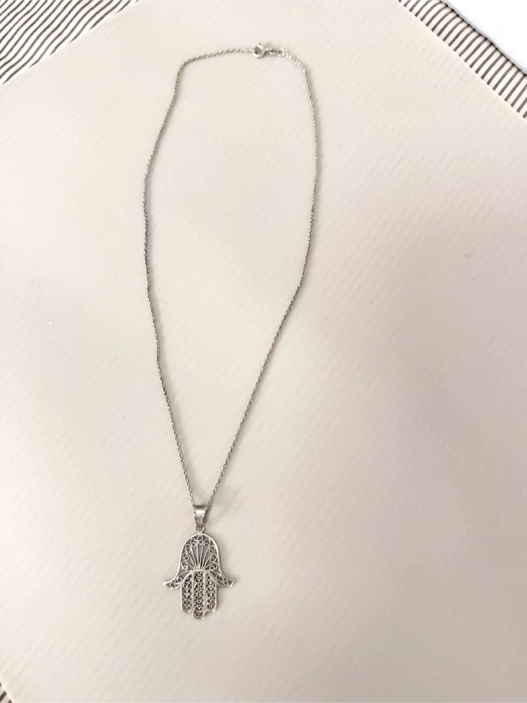 Sterling Silver Hamsa Hand Pendant Necklace - photo 3