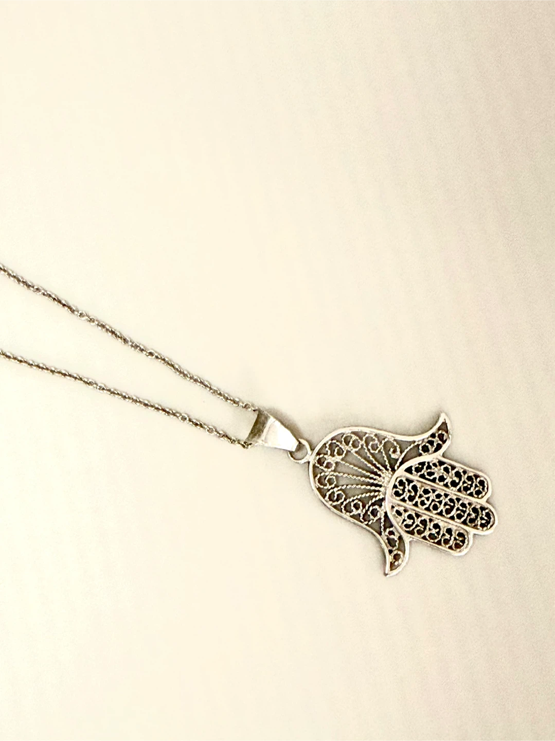 Sterling Silver Hamsa Hand Pendant Necklace - photo 4