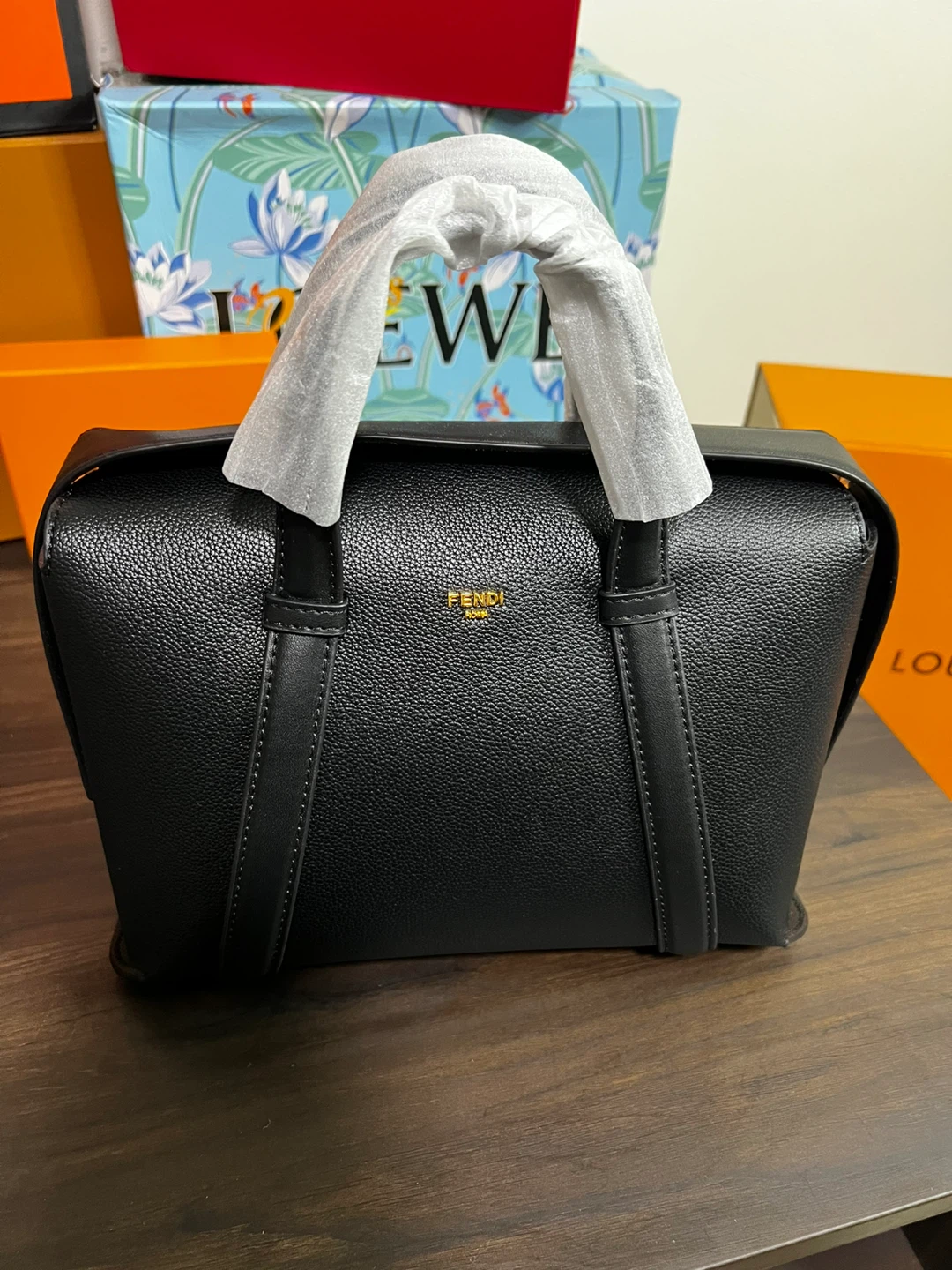 Fendi Black Leather Mini Bag with Red Heart Charm - photo 3