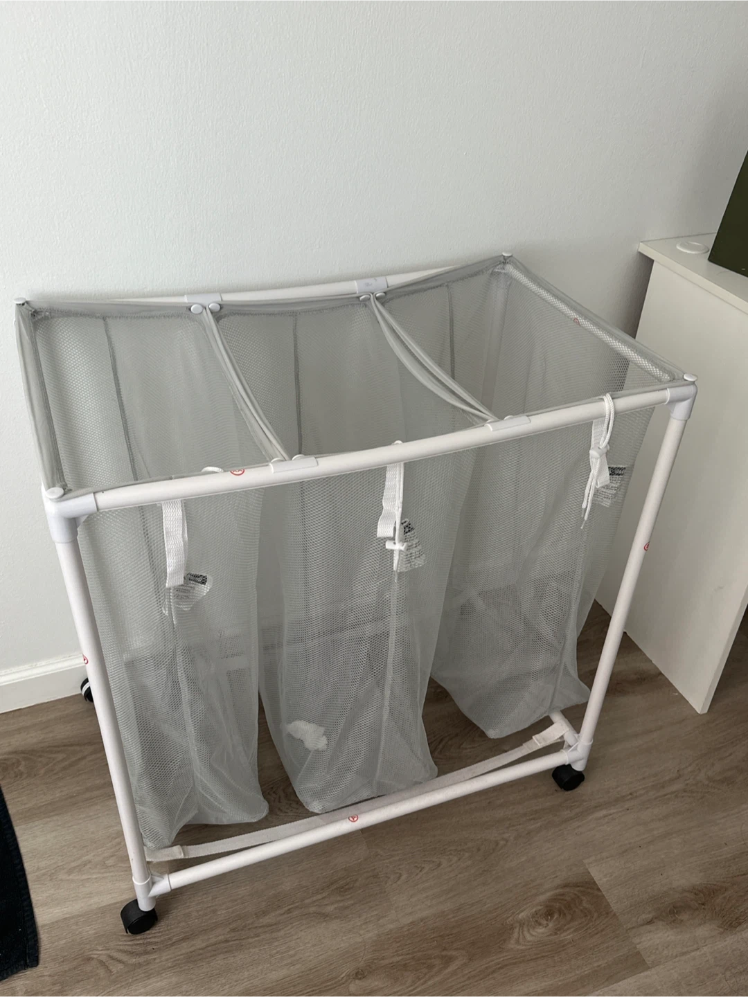 3-Section Mesh Laundry Sorter Hamper