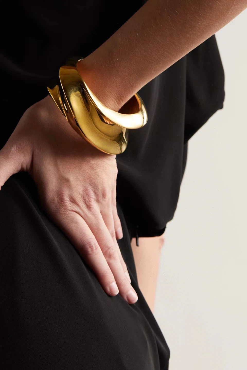 Gold Tone Sculptural Cuff Bracelet