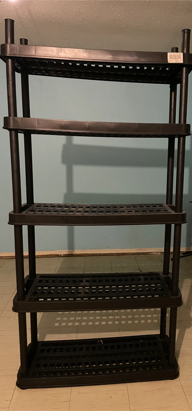 Black 5-Tier Plastic Shelving Unit