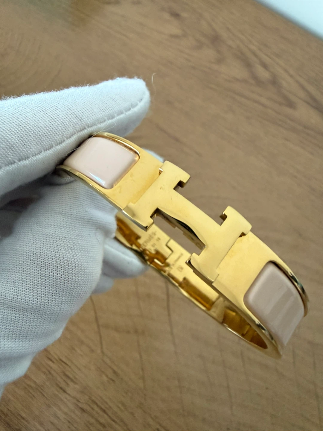 Hermes Constance Bracelet Gold Tone Pink Enamel PM - photo 2