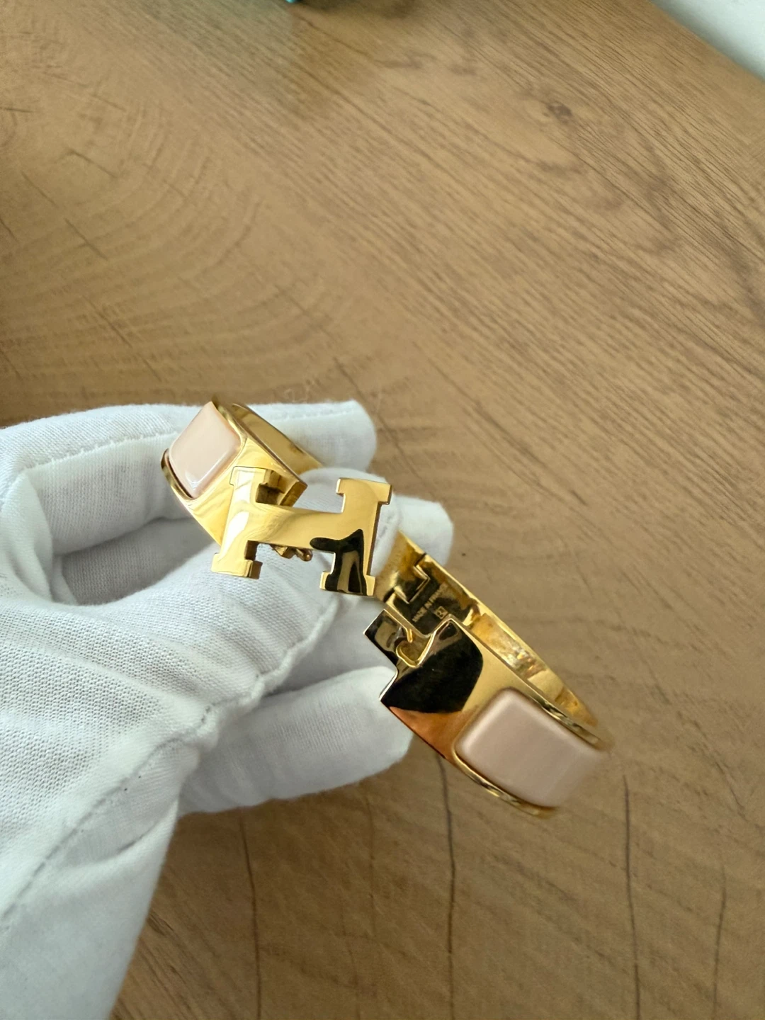 Hermes Constance Bracelet Gold Tone Pink Enamel PM - photo 3