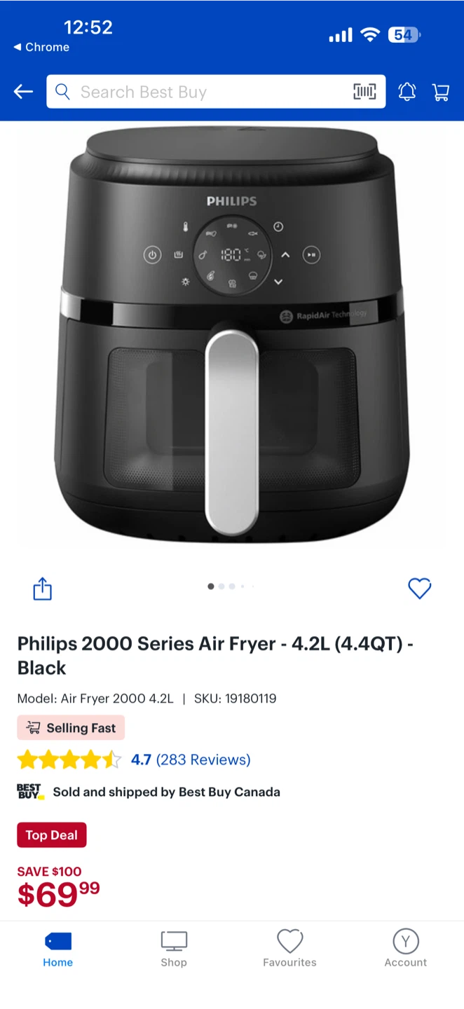 Philips 2000 Series Air Fryer - 4.2L (4.4QT) - Black