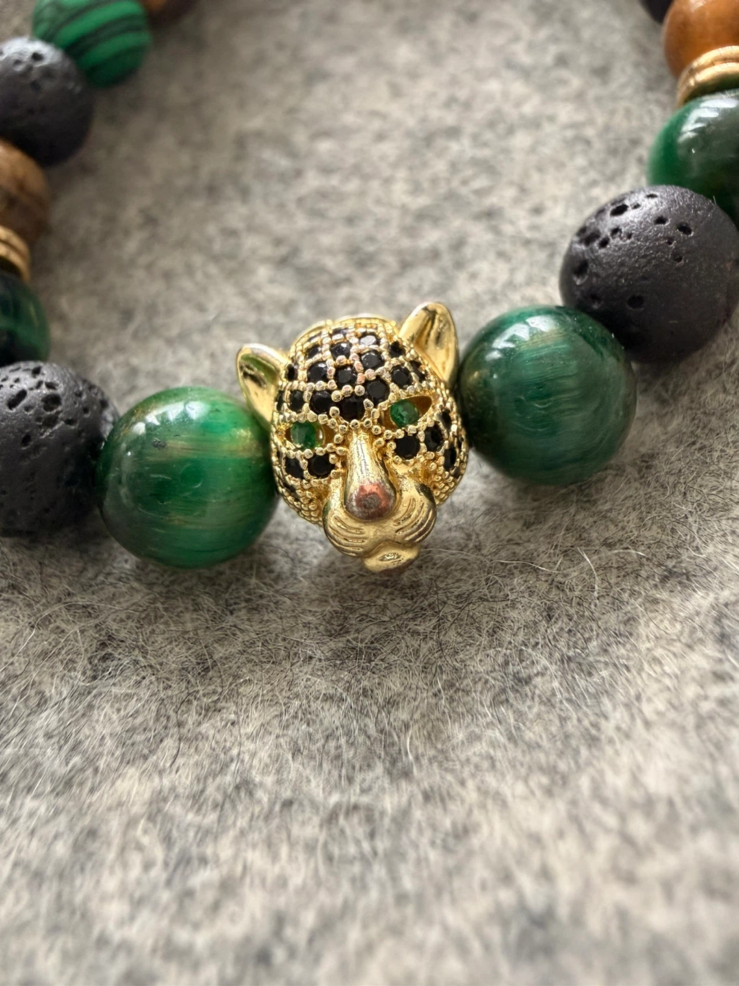 Beaded Bracelet with Panther Charm