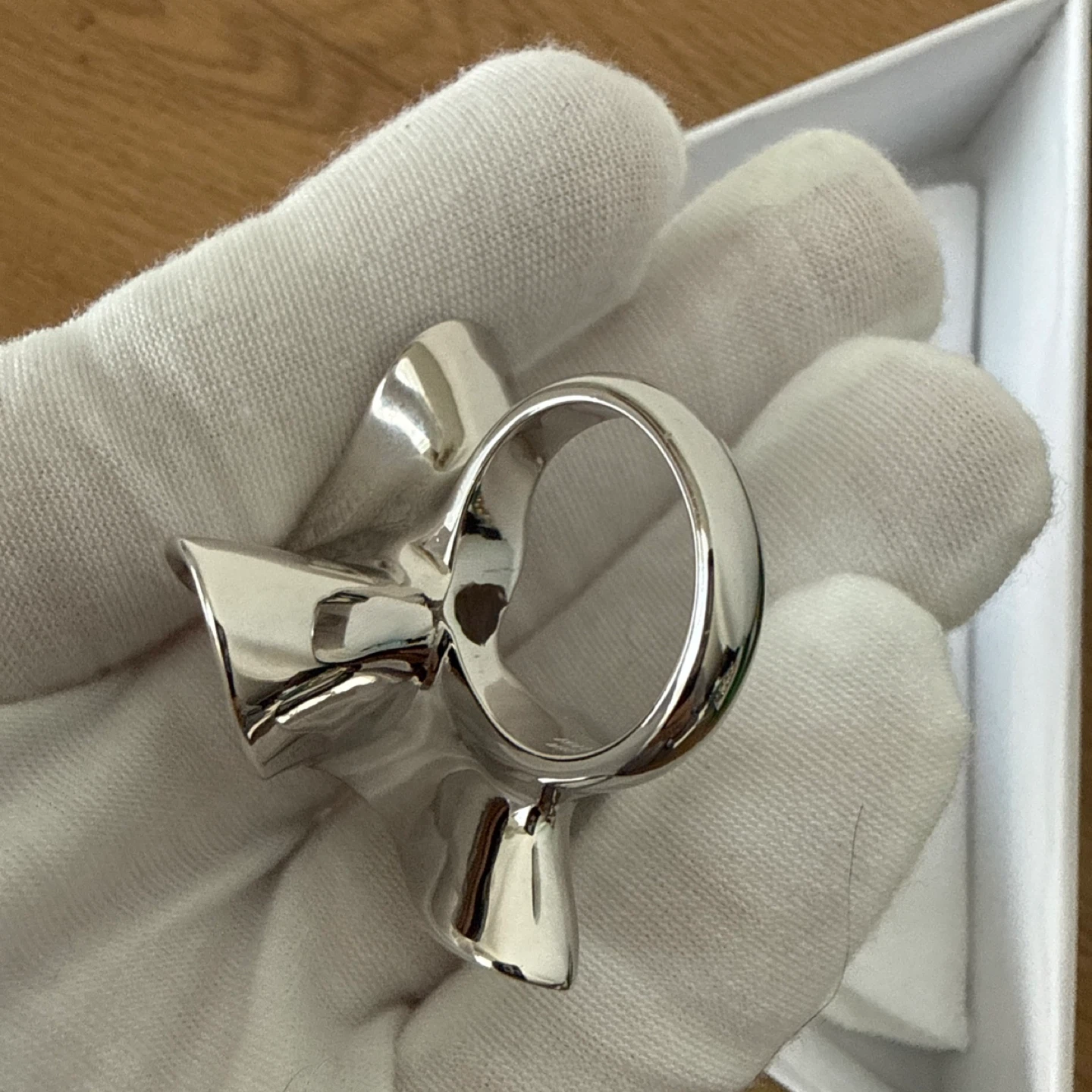 Sculptural Silver Statement Ring size 8 - photo 4