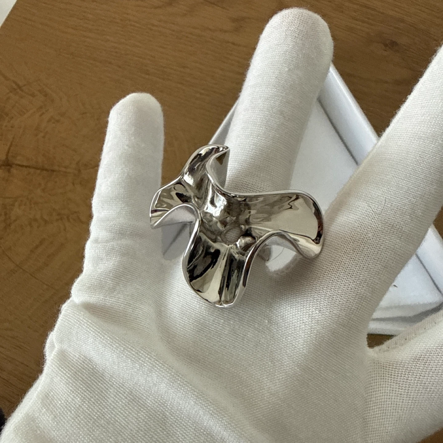 Sculptural Silver Statement Ring size 8 - photo 5