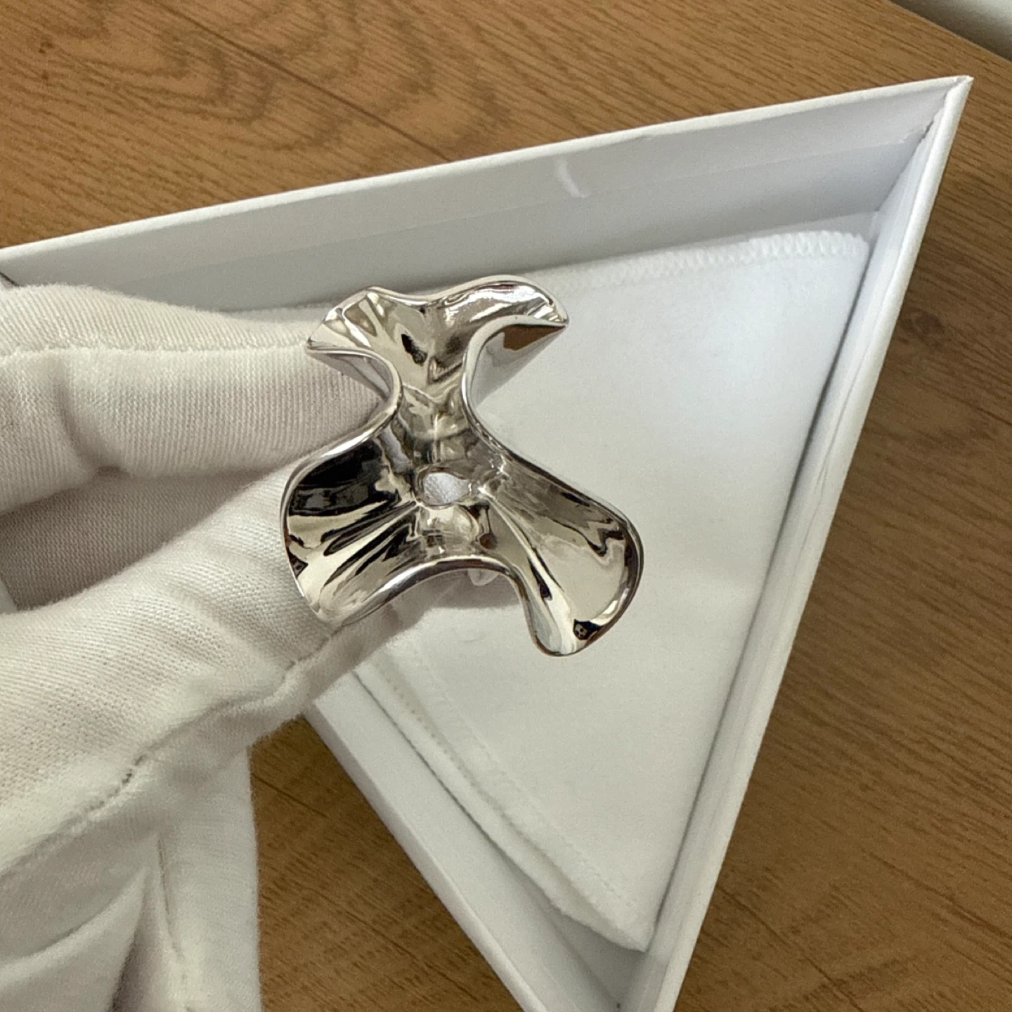 Sculptural Silver Statement Ring size 8 - photo 3