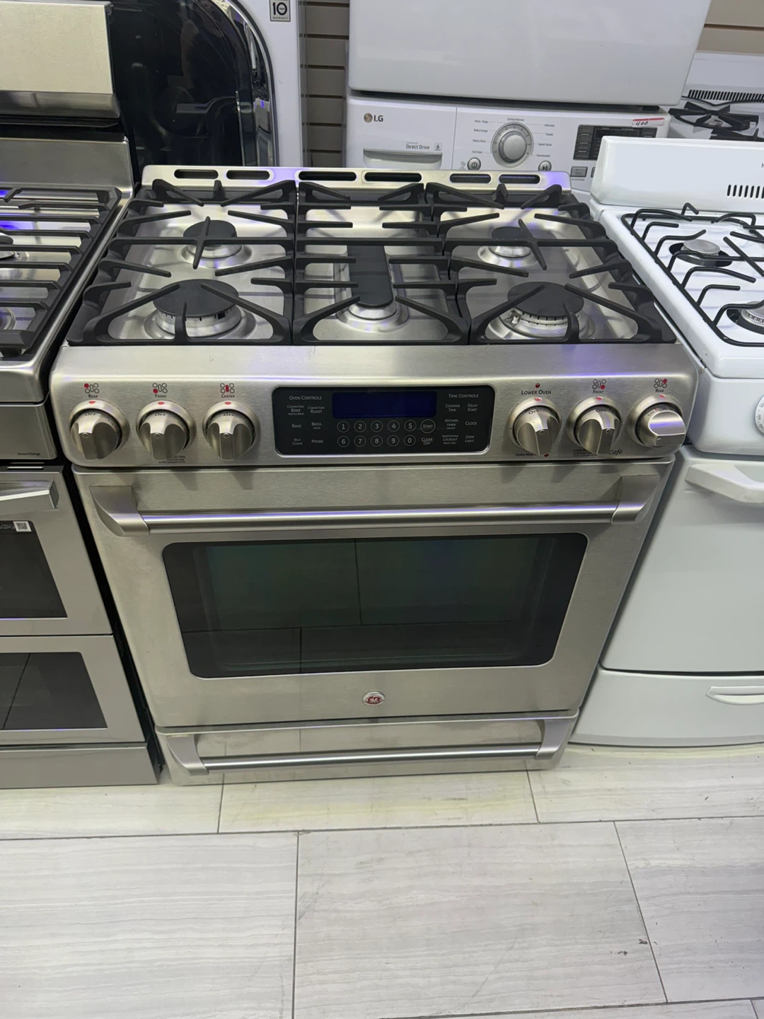 Ge cafe slid in gas stove 5 burner 30 inches