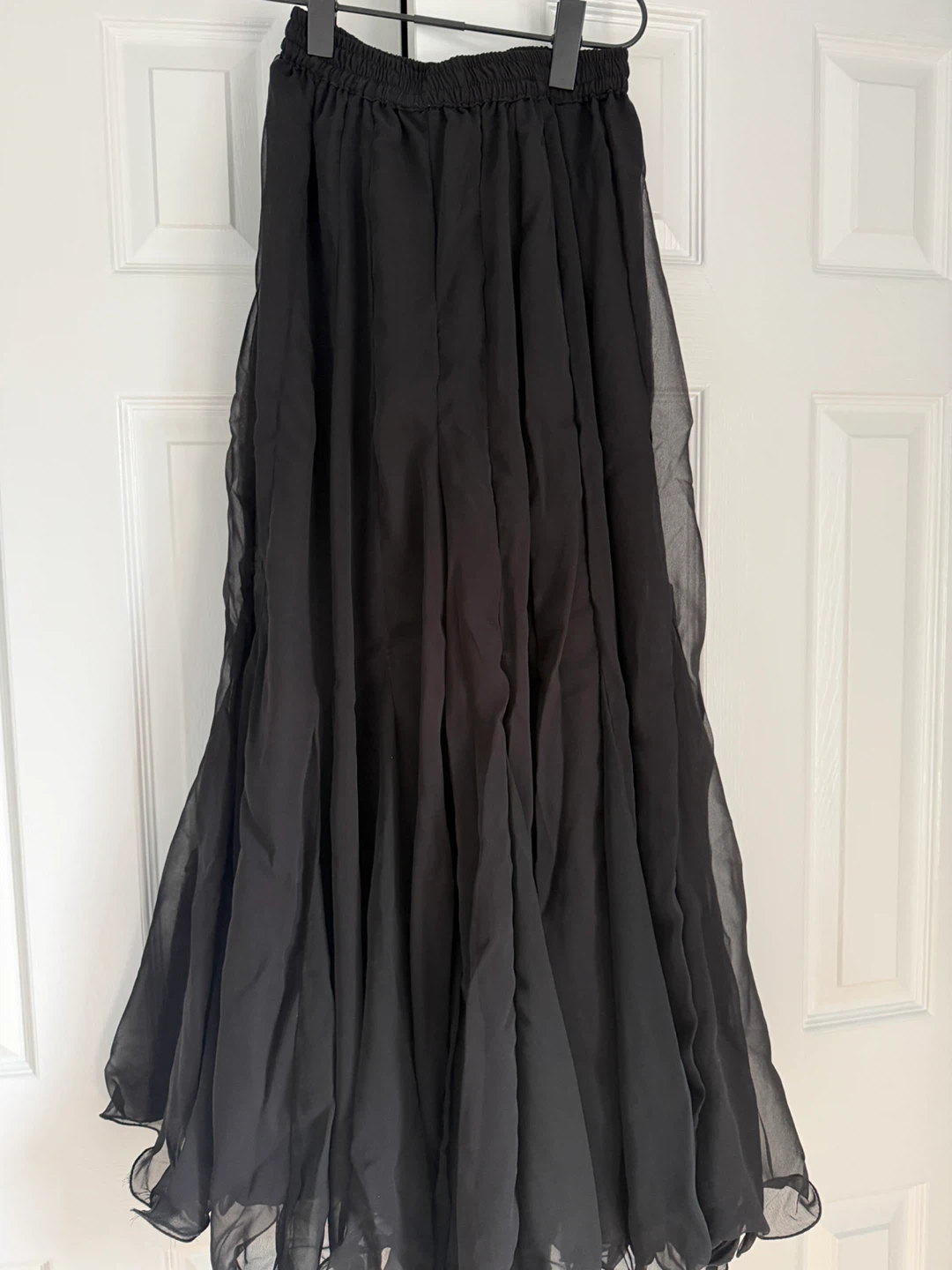 Black sheer flowy maxi skirt