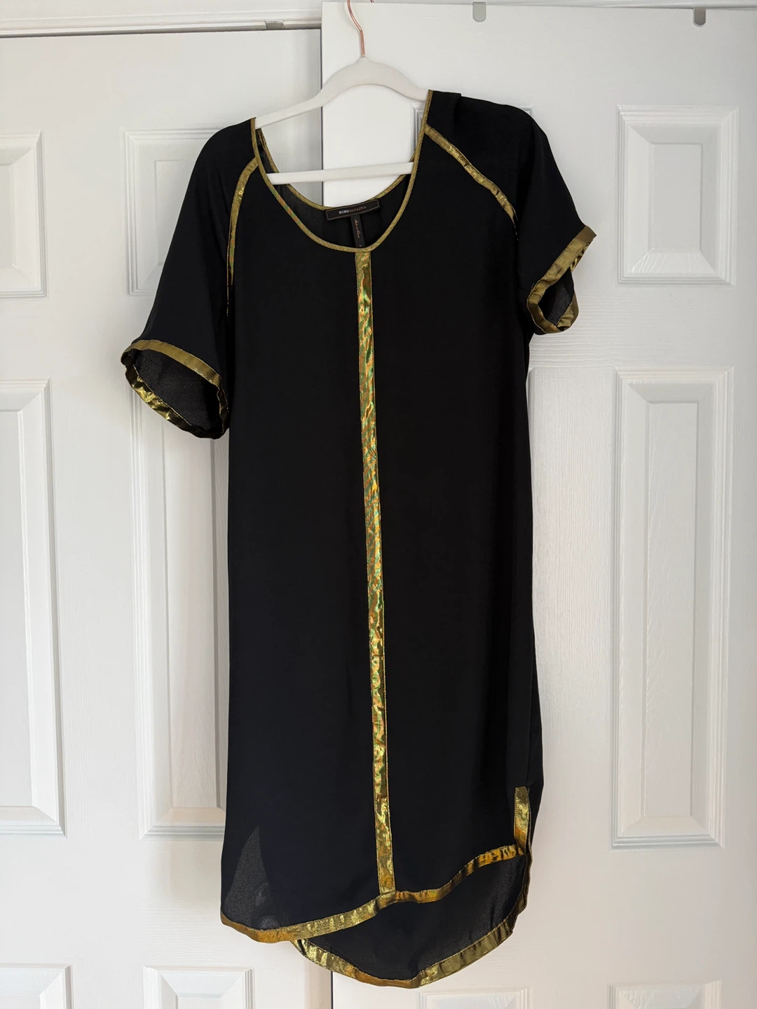 BCBGMAXAZRIA Black & Gold Trim Dress Size XS - photo 2