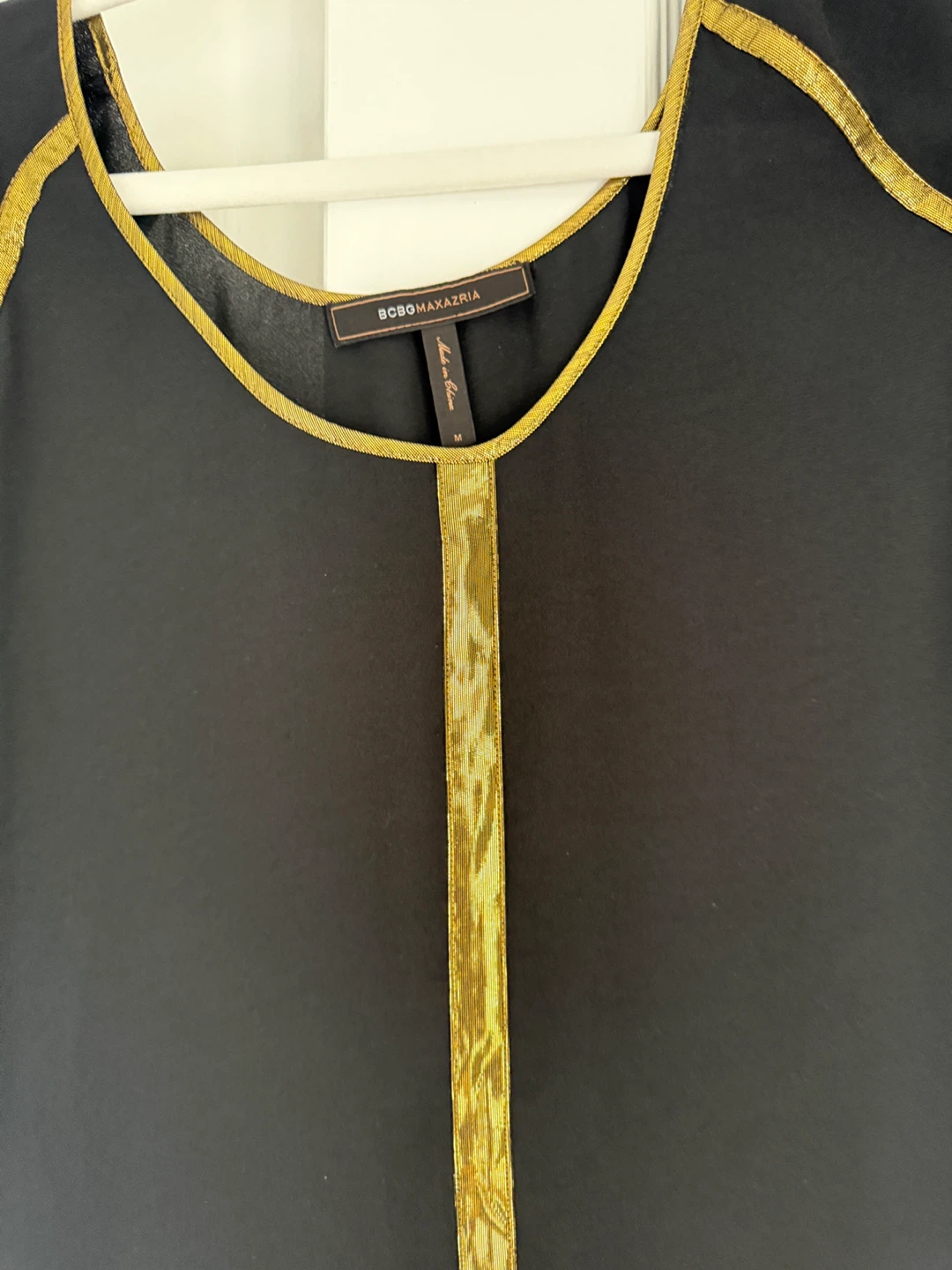 BCBGMAXAZRIA Black & Gold Trim Dress Size XS - photo 3