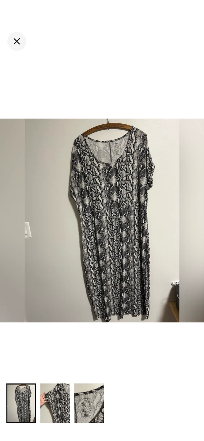 George Plus Women's Snake Print T-Shirt Dress Size 1X