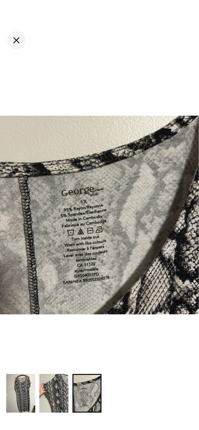 George Plus Women's Snake Print T-Shirt Dress Size 1X - photo 3