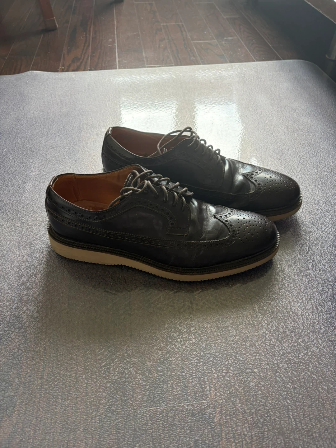 J.Lindeberg Men's Classic Wingtip Dress Shoes - Dark Brown - photo 2