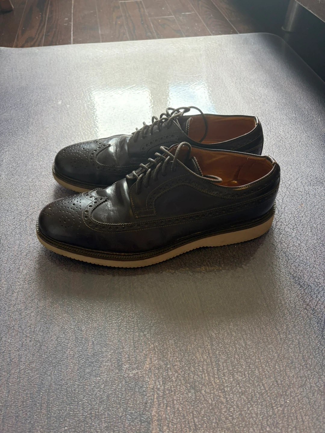 J.Lindeberg Men's Classic Wingtip Dress Shoes - Dark Brown - photo 3