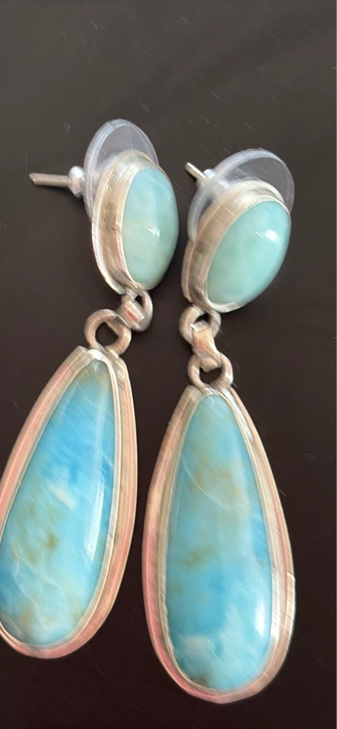 Sterling Silver 925 Gemstone Dangle Earrings - photo 2