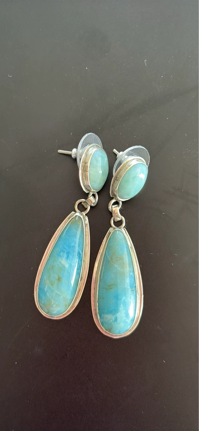 Sterling Silver 925 Gemstone Dangle Earrings