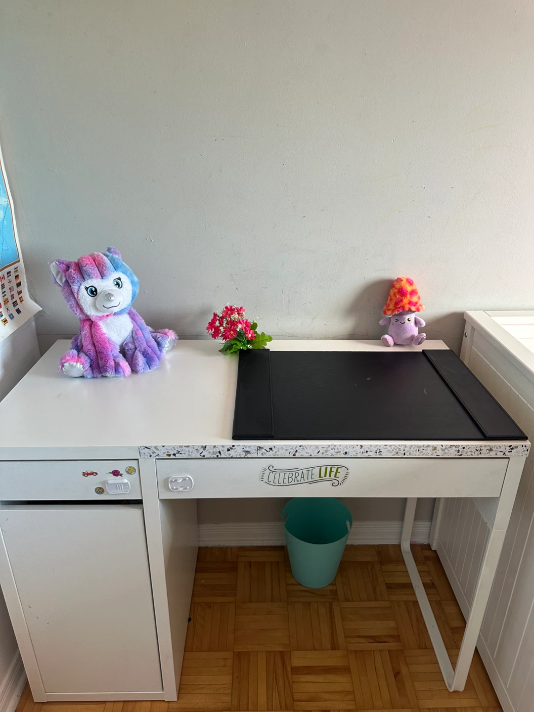 White Kids Desk with Storage