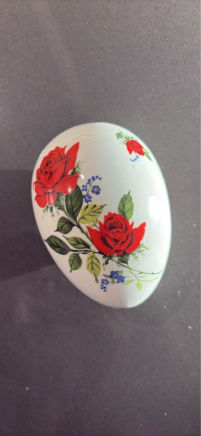 Decorative Ceramic Egg Trinket Box with Roses - photo 2